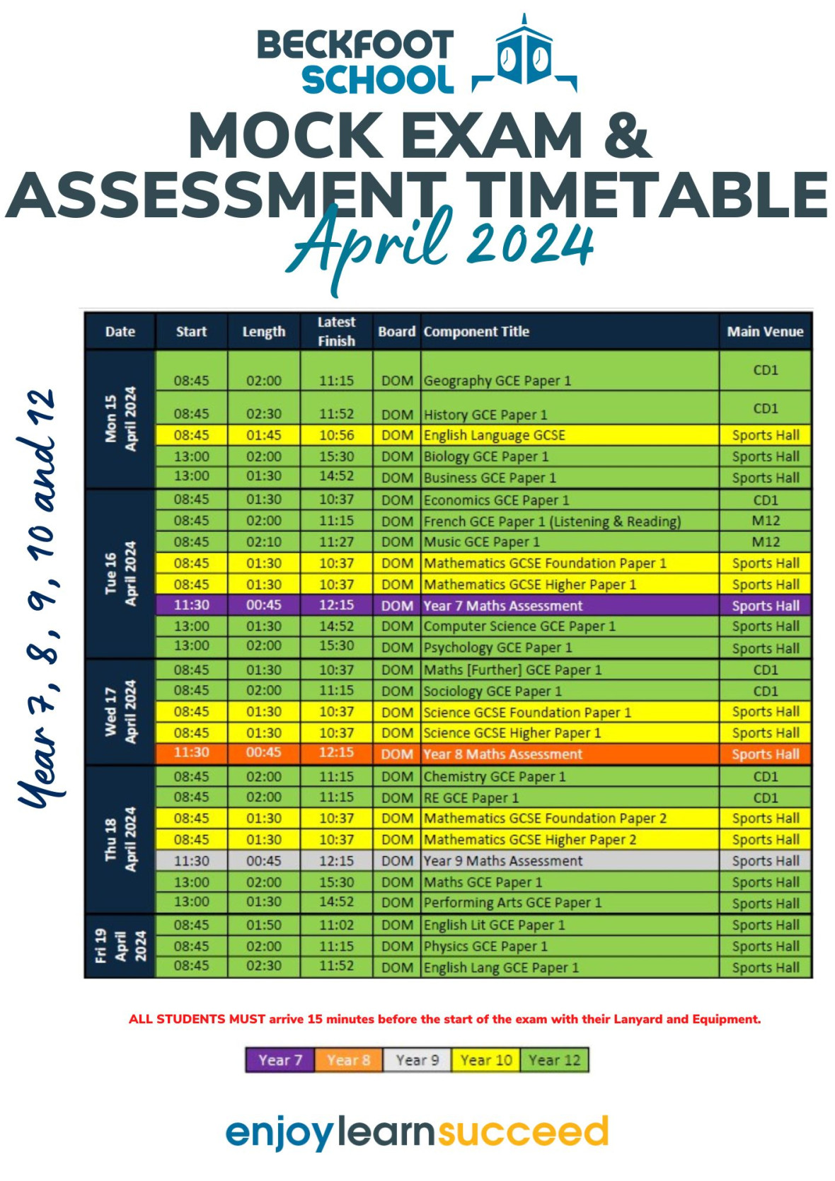 Exam Timetables