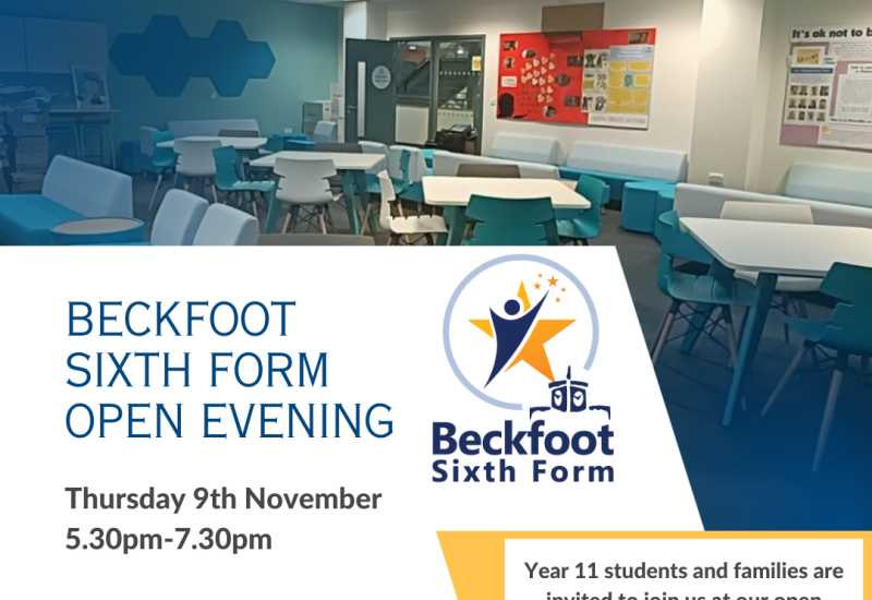 Beckfoot Sixth Form Open Evening Nov-23