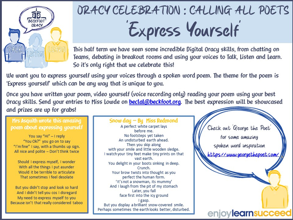 Oracy Celebration- spoken word